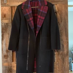 NWT Carlisle Black and Plaid Reversible Coat